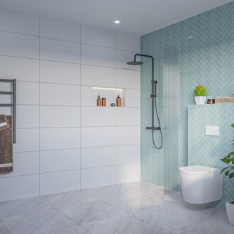 FortiFura Galeria Inloopdouche - ribbel glas - 30x200cm - 8mm - nano - blind inbouw profiel SW797945 SW1102415 Helder geribbeld