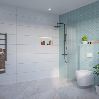 FortiFura Galeria Inloopdouche - ribbel glas - 40x200cm - 8mm - nano - blind inbouw profiel SW797948 SW1102415 Helder geribbeld