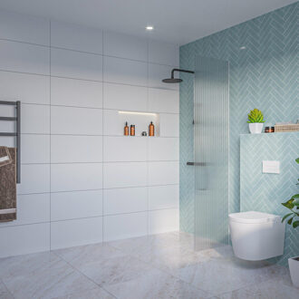 FortiFura Galeria Inloopdouche - ribbel glas - 50x200cm - 8mm - nano - blind inbouw profiel SW797947 SW1102415 Helder geribbeld