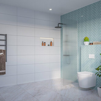 FortiFura Galeria Inloopdouche - ribbel glas - 60x200cm - 8mm - nano - blind inbouw profiel SW797950 SW1102415 Helder geribbeld