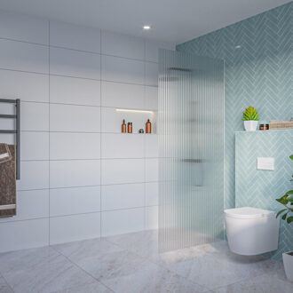 FortiFura Galeria Inloopdouche - ribbel glas - 90x200cm - 8mm - nano - blind inbouw profiel SW797951 SW1102415 Helder geribbeld