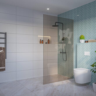 FortiFura Galeria Inloopdouche - rook glas - 120x200cm - 8mm - nano - blind inbouw profiel SW797944 SW1102415 Brons