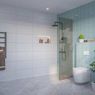 FortiFura Galeria Inloopdouche - rook glas - 60x200cm - 8mm - nano - blind inbouw profiel SW797935 SW1102415 Brons