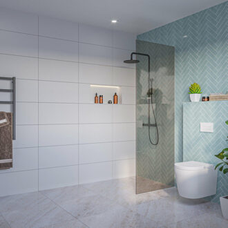 FortiFura Galeria Inloopdouche - rook glas - 70x200cm - 8mm - nano - blind inbouw profiel SW797941 SW1102415 Brons