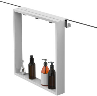 FortiFura Galeria schap met 4 haken - voor douchewand - 50x50x6.5cm - mat wit Z002matwit Wit mat