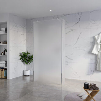 FortiFura Galeria Vrijstaande Inloopdouche - 100x200cm - Glas mat - antikalk - 8mm veiligheidsglas - 2 zijwanden 40cm - wandsteunen en hoekprofielen - Chroom SW927766 2x/SW797927/SW797921 2x/SW358024 2x