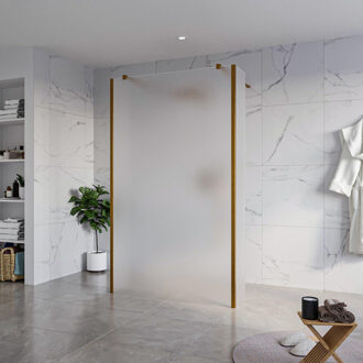 FortiFura Galeria Vrijstaande Inloopdouche - 120x200cm - Glas mat - antikalk - 8mm veiligheidsglas - 2 zijwanden 40cm - wandsteunen en hoekprofielen - Geborsteld koper PVD (Koper) SW927772 2x/SW797928/SW797921 2x/SW876703 2x Koper geborsteld