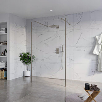 FortiFura Galeria Vrijstaande Inloopdouche - 120x200cm - Helder - antikalk - 8mm veiligheidsglas - 2 zijwanden 40cm - wandsteunen en hoekprofielen - Geborsteld Gunmetal PVD SW927771 2x/SW797917/SW797911 2x/SW798732 2x Gunmetal geborsteld (antraciet)