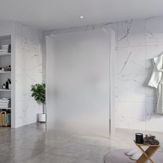 FortiFura Galeria Vrijstaande Inloopdouche - 140x200cm - Glas mat - antikalk - 8mm veiligheidsglas - 2 zijwanden 40cm - wandsteunen en hoekprofielen - Chroom SW927766 2x/SW797937/SW797921 2x/SW358024 2x