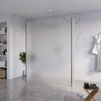 FortiFura Galeria Vrijstaande Inloopdouche - 160x200cm - Glas mat - antikalk - 8mm veiligheidsglas - 2 zijwanden 30cm - wandsteunen en hoekprofielen - Geborsteld Gunmetal PVD SW927771 2x/SW797932/SW797931 2x/SW798732 2x Gunmetal geborsteld (antraciet)