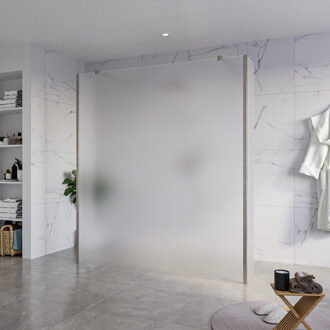 FortiFura Galeria Vrijstaande Inloopdouche - 180x200cm - Glas mat - antikalk - 8mm veiligheidsglas - 2 zijwanden 30cm - wandsteunen en hoekprofielen - Geborsteld Gunmetal PVD SW927771 2x/SW797933/SW797931 2x/SW798732 2x Gunmetal geborsteld (antraciet)