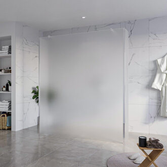 FortiFura Galeria Vrijstaande Inloopdouche - 180x200cm - Glas mat - antikalk - 8mm veiligheidsglas - 2 zijwanden 40cm - wandsteunen en hoekprofielen - Chroom SW927766 2x/SW797933/SW797921 2x/SW358024 2x