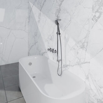 FortiFura Nebbio Badcombinatie-set - thermostaatkraan - glijstang met geïntegreerde wandaansluitbocht - gladde doucheslang - ronde handdouche - badvulcombinatie - chroom SW1183064 SW1111526 SW706209 SW496814 SW1108811 SW