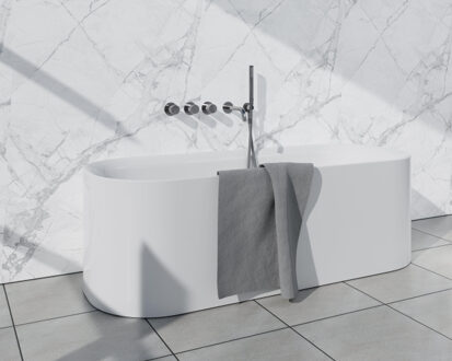 FortiFura Nebbio Badcombinatie-set - thermostaatkraan - wandaansluitbocht met handdouchehouder - metalen doucheslang - staaf handdouche - uitloop - chroom SW1183064 2x SW1183076 2x SW1183077 SW542643 SW767