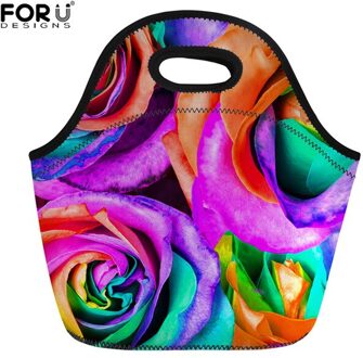Forudesigns Bloemen Kleurrijke Lunch Tassen Voor Vrouwen Kids Werk School Mode Neopreen Isoleren Picknick Handtas Lunchbox Kind CA4872Z20