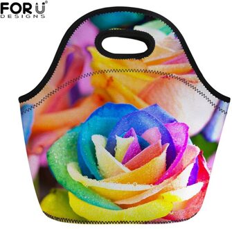 Forudesigns Bloemen Kleurrijke Lunch Tassen Voor Vrouwen Kids Werk School Mode Neopreen Isoleren Picknick Handtas Lunchbox Kind CA4877Z20