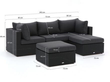 Forza Barolo chaise longue loungeset 5-delig - Laagste prijsgarantie! Zwart