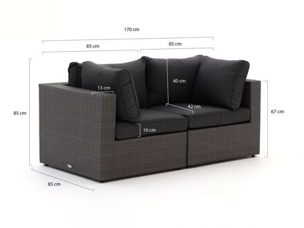 Forza Barolo lounge tuinbank 2-zits - Laagste prijsgarantie! Grijs