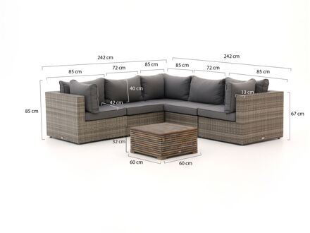 Forza Barolo/ROUGH-C hoek loungeset 6-delig - Laagste prijsgarantie! Grijs