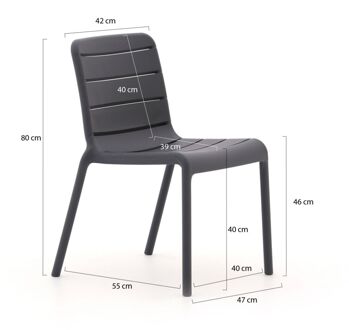 Forza Narni dining tuinstoel stapelbaar - Laagste prijsgarantie! Grijs