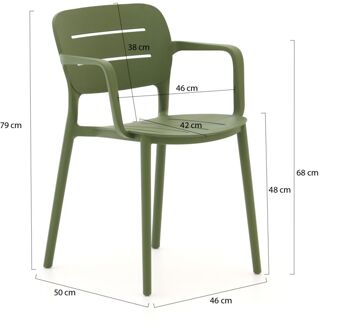 Forza Pazzia/Canzo ø 80cm dining tuinset 5-delig stapelbaar - Laagste prijsgarantie! Groen