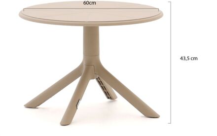 Forza Rieti lounge tuintafel ø60cm (h:43,5cm) - Laagste prijsgarantie! Taupe