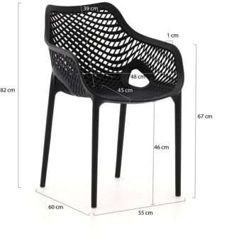 Forza Ripi dining tuinstoel stapelbaar - Laagste prijsgarantie! Zwart