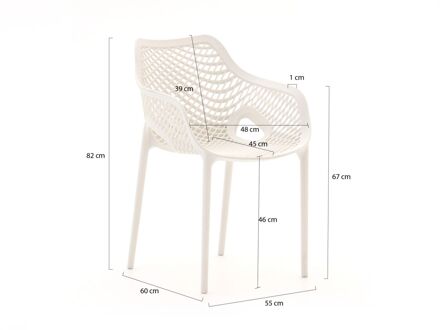 Forza Ripi/Fidenza ø126cm dining tuinset 5-delig stapelbaar - Laagste prijsgarantie! Wit