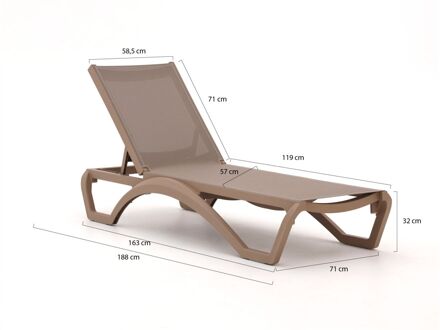 Forza Russi ligbed set 3-delig stapelbaar verstelbaar - Laagste prijsgarantie! Taupe