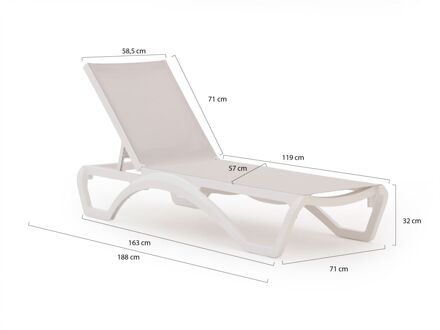 Forza Russi ligbed set 3-delig stapelbaar verstelbaar - Laagste prijsgarantie! Wit