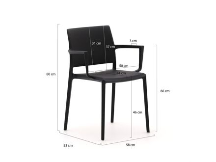 Forza Sile/Canzo 140cm dining tuinset 5-delig stapelbaar inklapbaar - Laagste prijsgarantie! Grijs