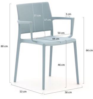 Forza Sile/Canzo 80cm dining tuinset 5-delig stapelbaar inklapbaar - Laagste prijsgarantie! Blauw