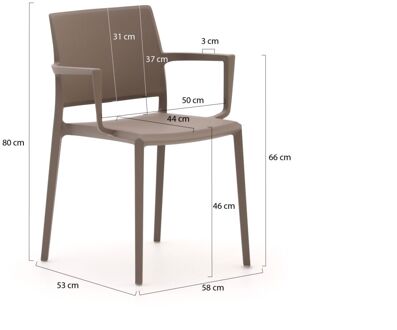 Forza Sile/Canzo 80cm dining tuinset 5-delig stapelbaar inklapbaar - Laagste prijsgarantie! Taupe