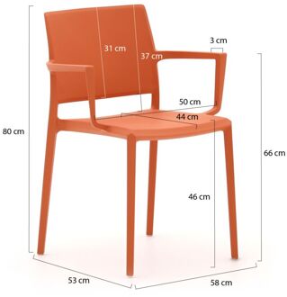 Forza Sile/Canzo ø 80cm dining tuinset 5-delig stapelbaar inklapbaar - Laagste prijsgarantie! Oranje