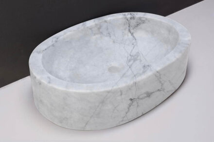 Forzalaqua Firenze waskom 50x30x12cm ovaal carrara gepolijst marmer