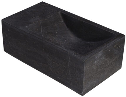 Forzalaqua Fontein Forzalaqua Kalmar Xs Hardsteen Gezoet 29X16X10 cm Met Kraangat Rechts Antraciet