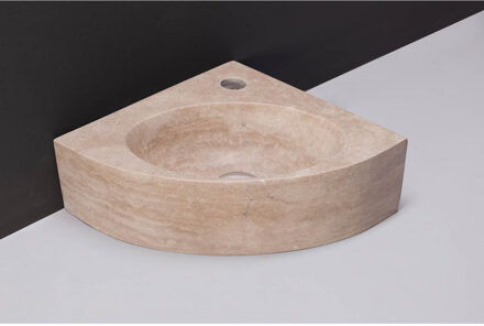 Forzalaqua Fontein Forzalaqua Turino Travertin Gezoet 30x30x10 cm Beige