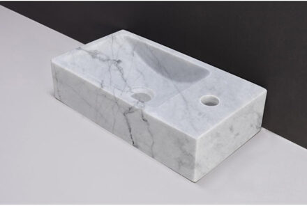 Forzalaqua Fontein Forzalaqua Venetia Carrara Gepolijst 40x22x10 cm Kraangat Rechts