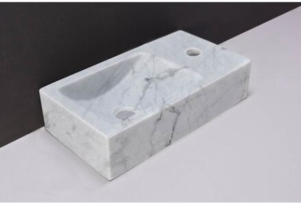 Forzalaqua Fontein Forzalaqua Venetia Carrara Gepolijst Kraangat Rechts 40x22x10 cm Forzalaqua