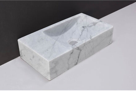 Forzalaqua Fontein Forzalaqua Venetia Carrara Gepolijst Zonder Kraangat 40x22x10 cm Grijs/Wit