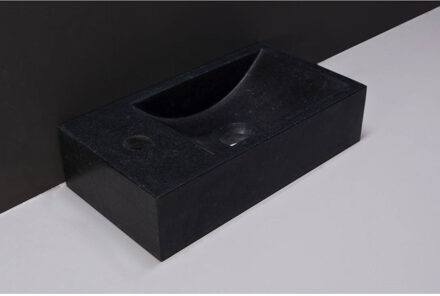 Forzalaqua Fontein Forzalaqua Venetia Graniet Gezoet Met Kraangat Links 40x22x10 cm Zwart