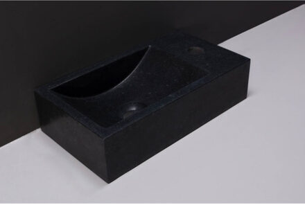 Forzalaqua Fontein Forzalaqua Venetia Graniet Gezoet Met Kraangat Rechts 40x22x10 cm Zwart