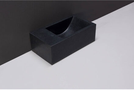 Forzalaqua Fontein Forzalaqua Venetia XS Graniet Gezoet Met Kraangat Links 29x16x10 cm Zwart