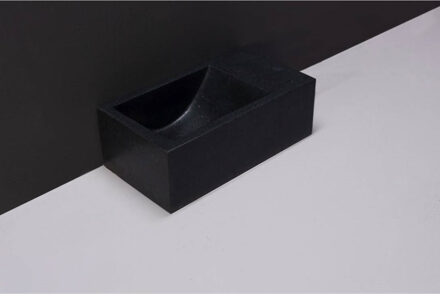 Forzalaqua Fontein Forzalaqua Venetia XS Graniet Gezoet Zonder Kraangat Rechts 29x16x10 cm Zwart