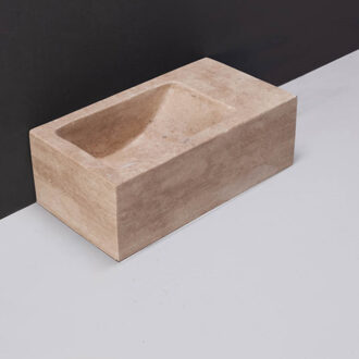 Forzalaqua Fontein Forzalaqua Venetia Xs Travertin Gezoet Met Kraangat Rechts 29X16X10 cm Beige