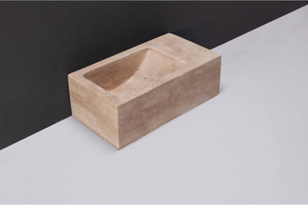 Forzalaqua Fontein Forzalaqua Venetia Xs Travertin Gezoet Zonder Kraangat Rechts 29X16X10 cm Beige