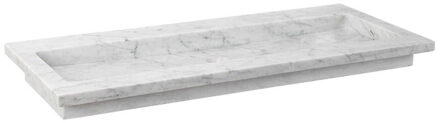 Forzalaqua Nova wastafel 100.5x51.5x9.5cm Rechthoek 2 kraangaten Natuursteen Carrara gepolijst 8010831 Carrara Gepolijst (Grijs)