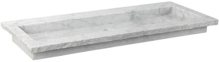 Forzalaqua Nova wastafel 120.5x51.5x9.5cm Rechthoek 0 kraangaten Natuursteen Carrara gepolijst 8010847 Carrara Gepolijst (Grijs)