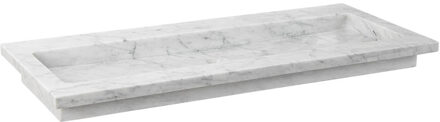 Forzalaqua Nova wastafel 120.5x51.5x9.5cm Rechthoek 1 kraangat Natuursteen Carrara gepolijst 8010833 Carrara Gepolijst (Grijs)