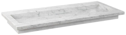 Forzalaqua Nova wastafel 120.5x51.5x9.5cm Rechthoek 2 kraangaten Natuursteen Carrara gepolijst 8010834 Carrara Gepolijst (Grijs)